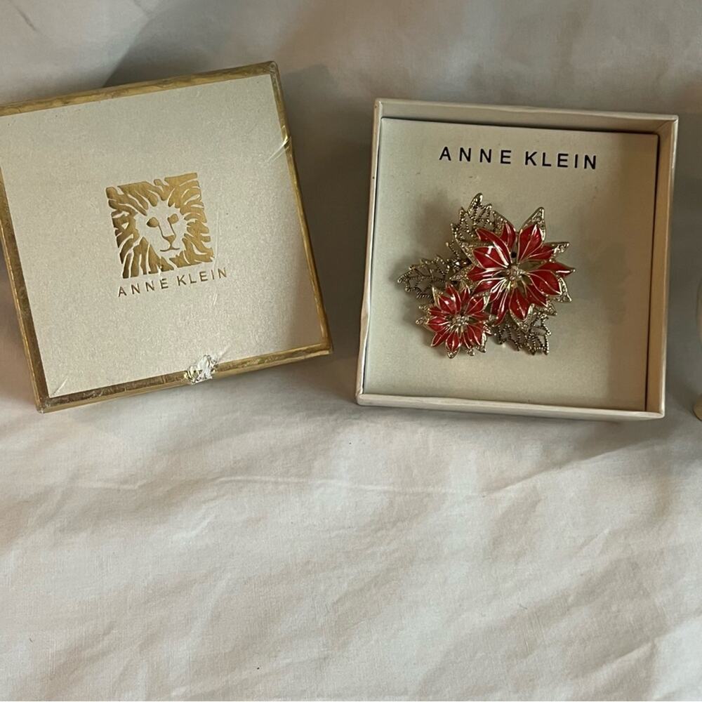 ANNE Klein Gold-Tone Pavé Poinsettia Pin